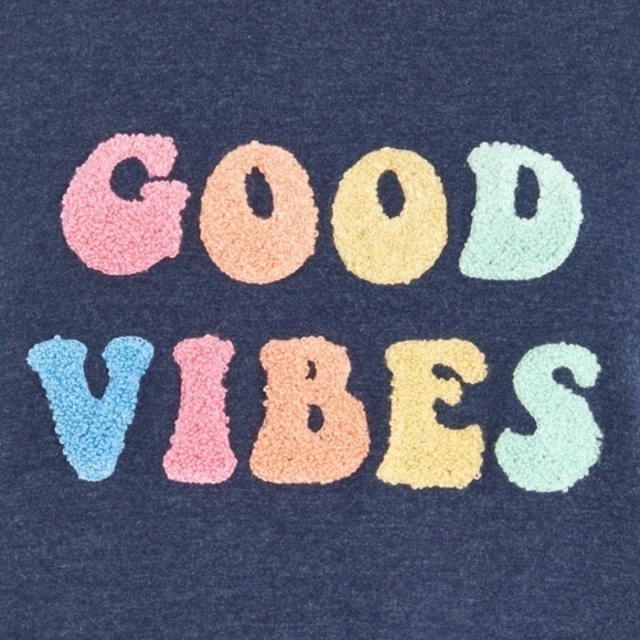 Wildfox Good Vibes pastel rainbow textured loop knit statement sweatshirt size S - Picture 3 of 5